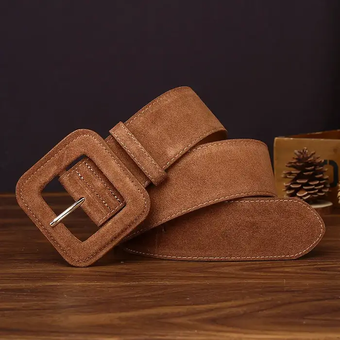 Large ceinture en daim noir pour femmes