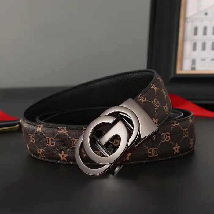 Ceinture en cuir véritable pour hommes, alliage métallique, boucle automatique, marque de luxe, Desi