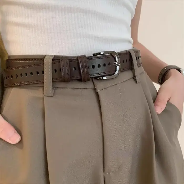 RICYGVM jean pantalon ceinture pour femmes trou complet en cuir ceintures mode Simple boucle ardillo
