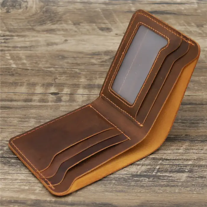 Portefeuille pour hommes en cuir véritable avec nom gravé personnalisé