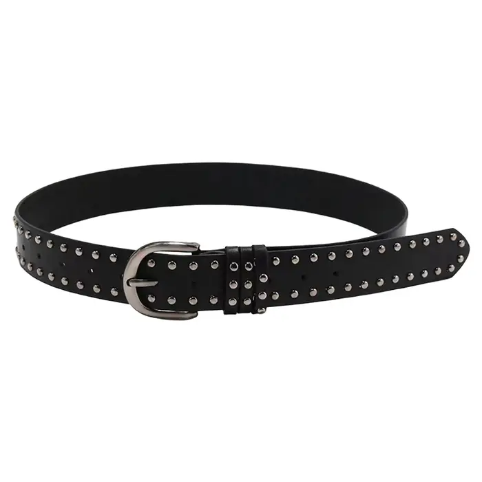 Ceinture en cuir noir et blanc de style punk pour femmes, à la mode, polyvalente, haut de gamme, en 