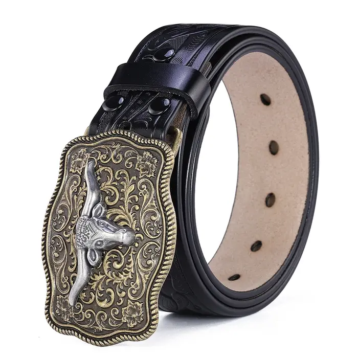Ceinture occidentale à boucle Big Bull pour hommes