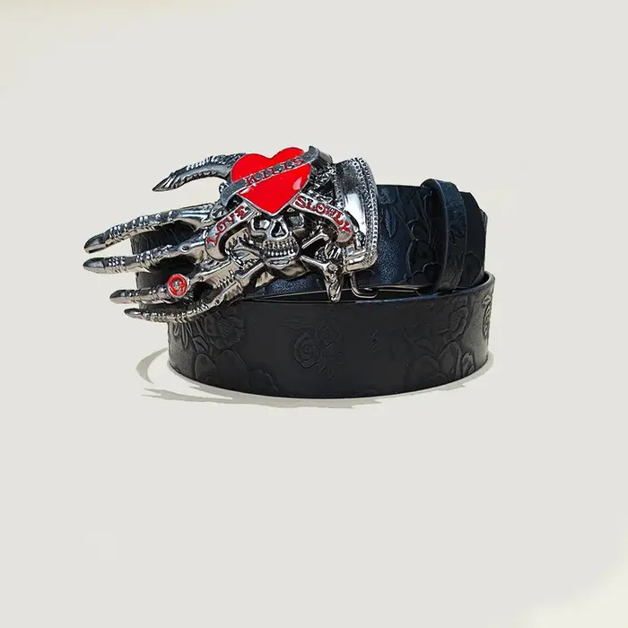 Ceinture en cuir Punk crâne grande taille pour femmes et hommes, Harajuku gothique Y2K, squelette en
