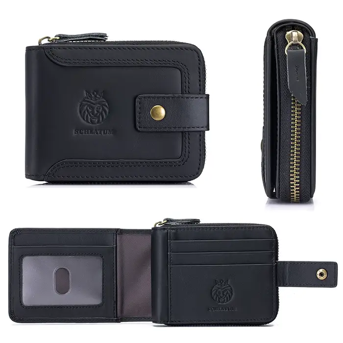 LUKZIJAES portefeuilles pour hommes en cuir véritable blocage RFID grande capacité carte de crédit portefeuille Vintage