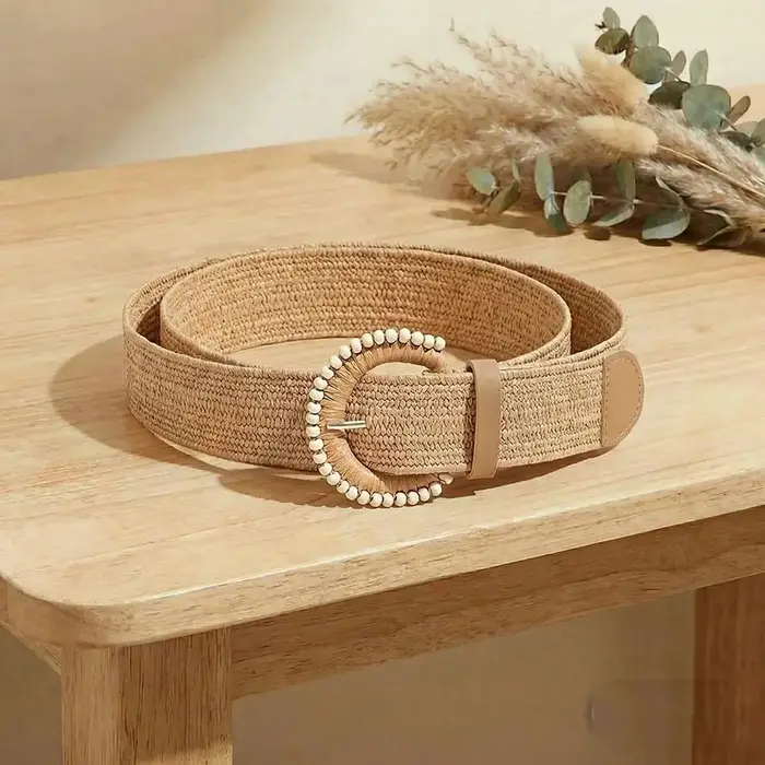 Ceinture tressée élastique rétro pour femmes, style bohème tendance, ceinture de plage d'été, access