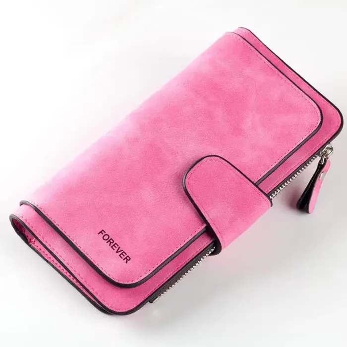 Portefeuille long en similicuir mat pour femme