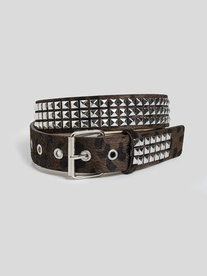 1 ceinture pour femme de style punk western, ceinture à imprimé léopard décontractée et tendance ave
