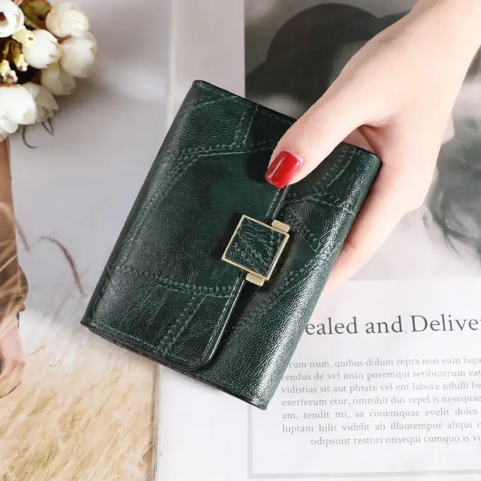 Vintage femmes portefeuille court en cuir petit sac à main Mini femme mode multi-carte porte-carte porte-monnaie multi-fonctionnel pochette