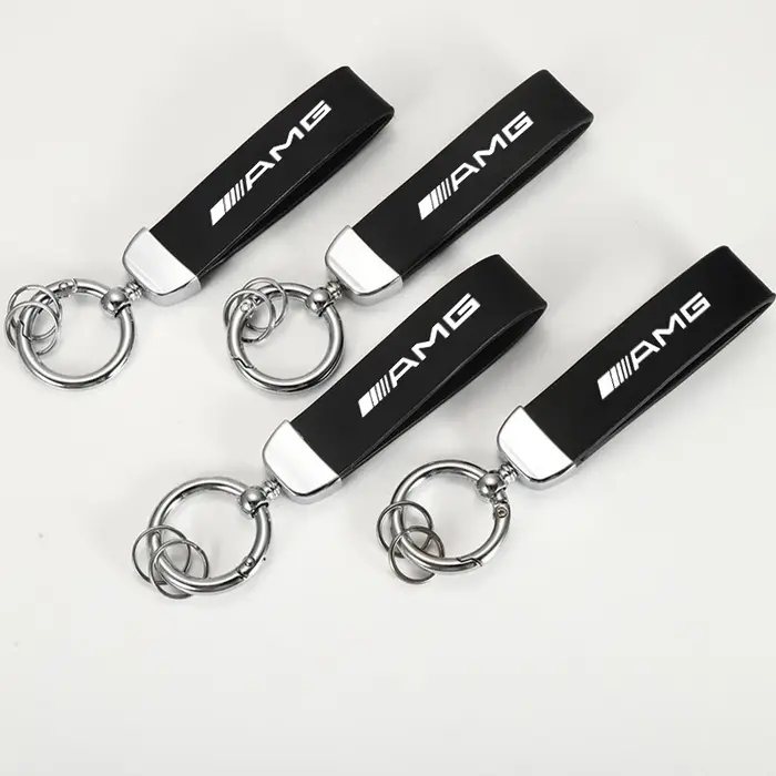 Porte-clés de voiture en cuir et métal