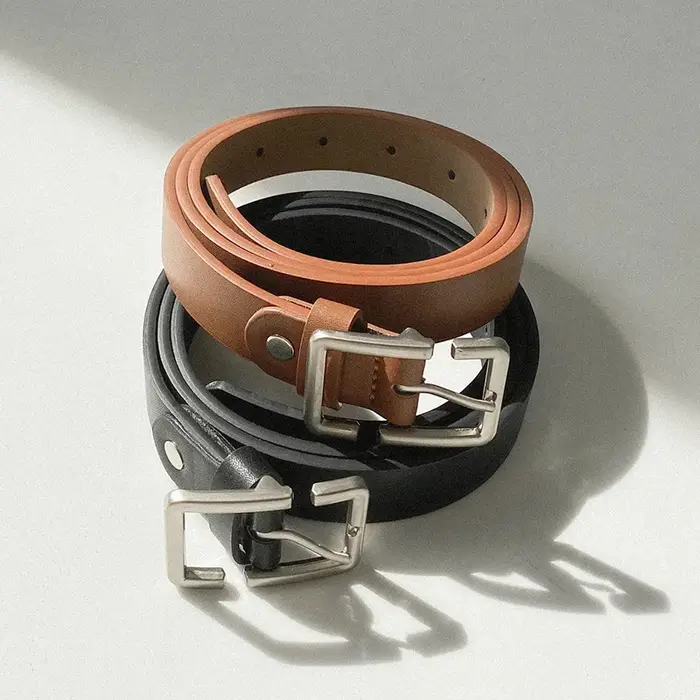 Ceinture fine coréenne pour hommes et femmes, simple, broche carrée, ceinture, vintage, jeans, pantalon, ceinture en cuir PU, sangle de taille