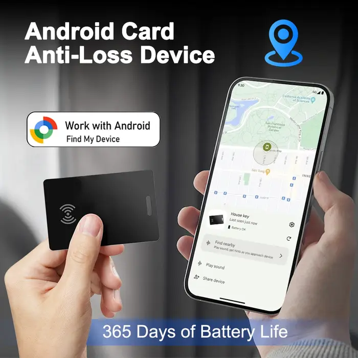 Portefeuille Anti-perte, carte Android, suivi de localisation, GPS, étiquette intelligente, fonctionne avec Google Find My App, dispositif Bluetooth, Charge sans fil