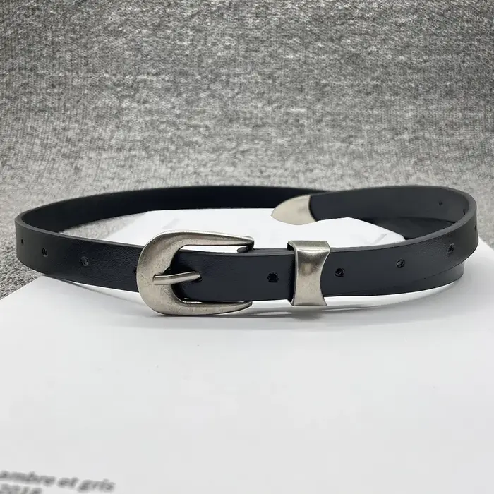 Ceinture rétro haut de gamme noire y2k 2026, ceinture polyvalente pour hommes et femmes, boucle en m