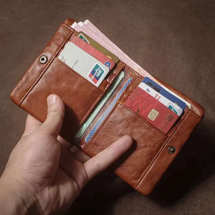 GURO – portefeuille Vintage en cuir véritable pour hommes et femmes