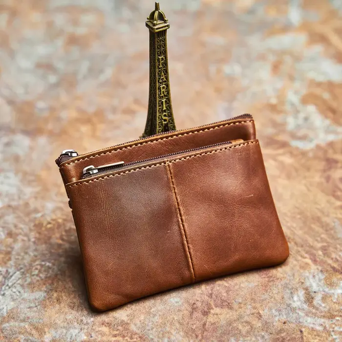 Porte-monnaie en cuir véritable pour homme et femme