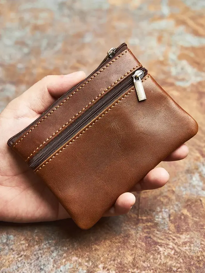 NASVA-Porte-monnaie en cuir véritable pour homme et femme, mini portefeuille zippé, petit porte-cart