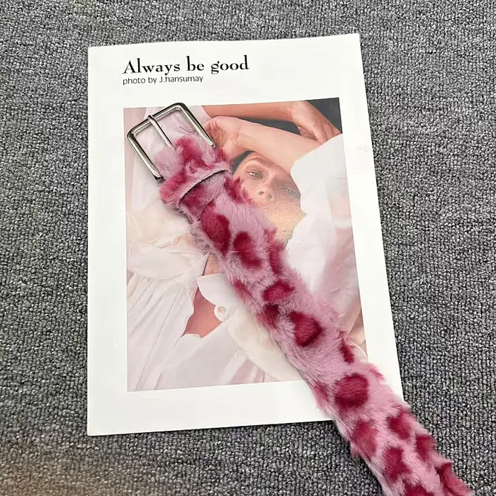 Ceintures en fourrure rose Y2k à imprimé léopard pour femmes