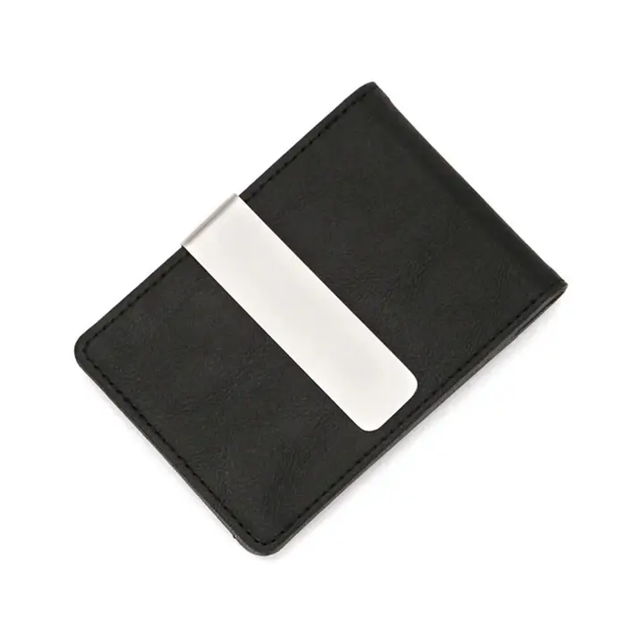 Porte-monnaie en cuir PU avec pince en métal pour homme et femme, porte-monnaie avec pince en métal,