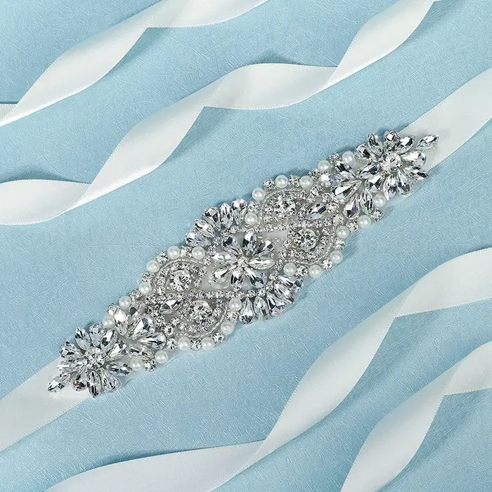 Ceinture de mariée en cristal argenté pour femmes