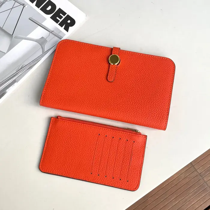 Portefeuille long en cuir véritable pour femmes
