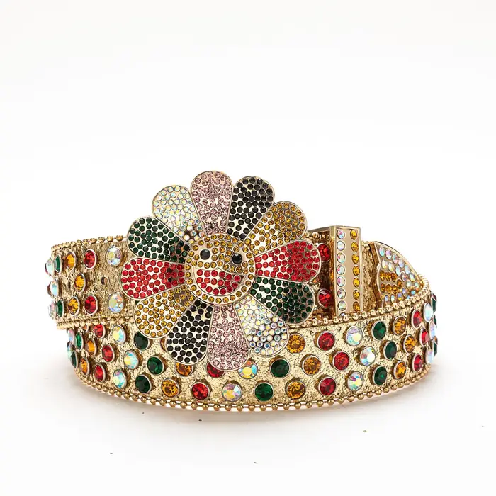 Ceinture de luxe scintillante et éblouissante avec strass colorés