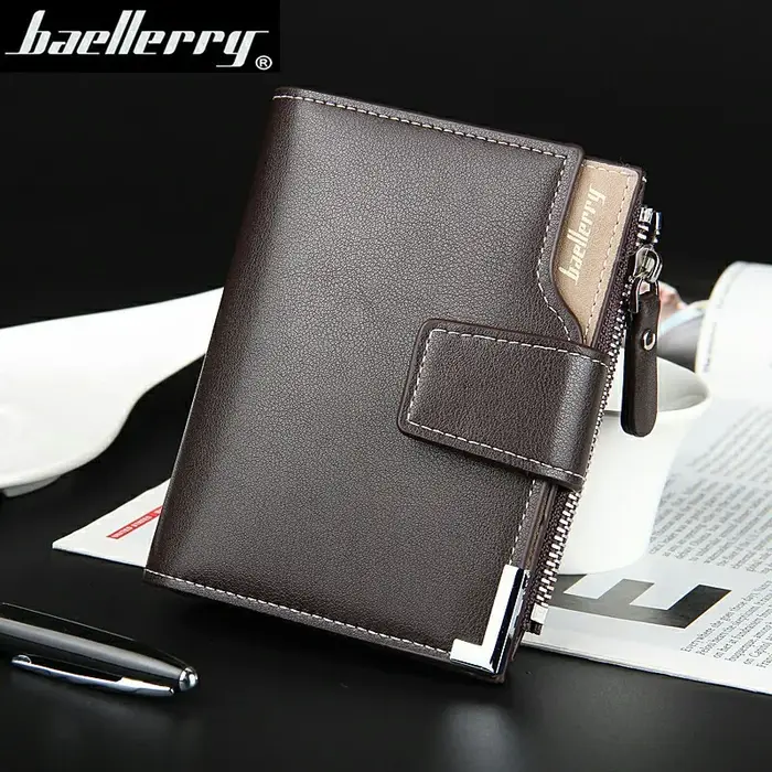 Baellerry court luxe hommes portefeuilles fermeture éclair monnaie poche porte-carte homme portefeuille pochette