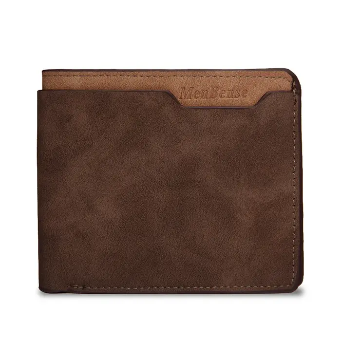 Portefeuille personnalisé Photo hommes marron court étanche multi-fonction mat cuir PU gravure