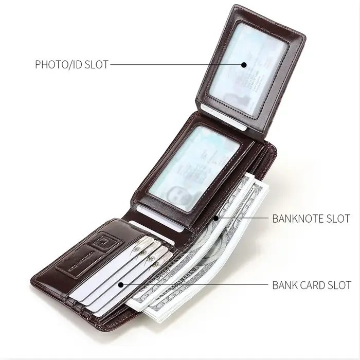 Portefeuille Homme Cuir Italien Tri-Fold Horizontal Slim CHANPINCL – Multi-Cartes