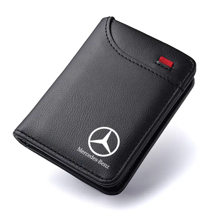 Portefeuille en cuir pour hommes, avec logo de voiture, pour Mercedes Benz A C E S Class GLC CLE CLA