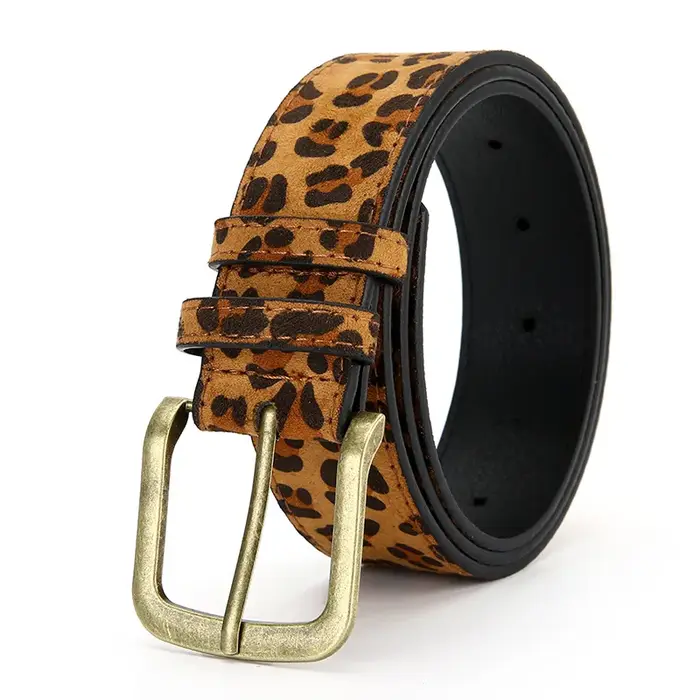 Boho Style PU imprimé léopard ceinture femmes robe coupe ajustée