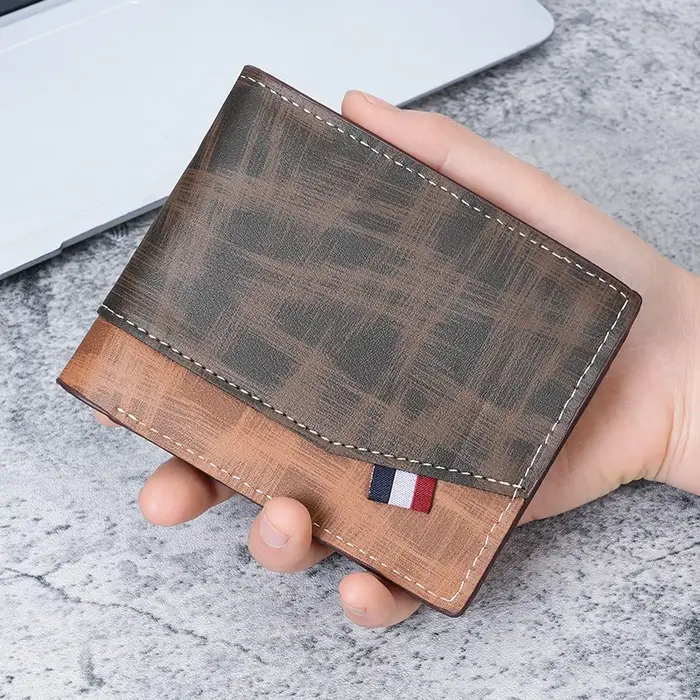 Portefeuille en cuir haute capacité pour hommes, petit portefeuille Photo multi-fentes pour pièces de monnaie, portefeuille Vintage
