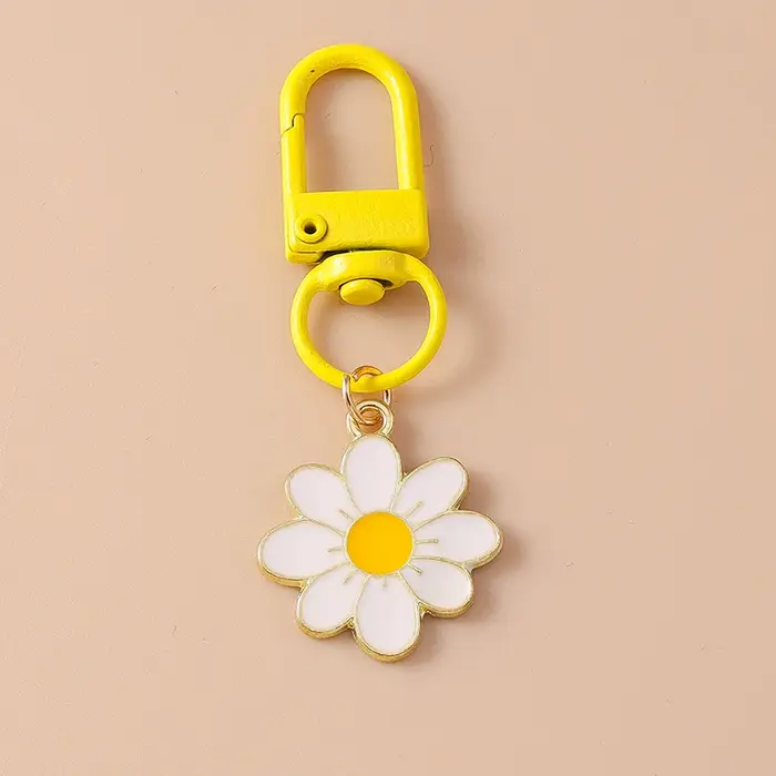 Porte-clés fleur en émail pour femmes et filles
