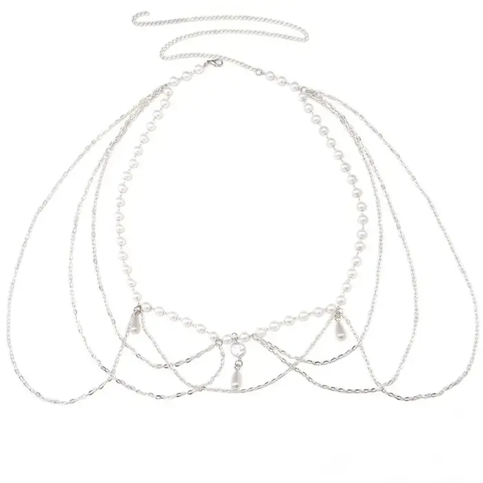 Elegant Pearl Women's Belt Simple Adjustable Metal Thin Chain