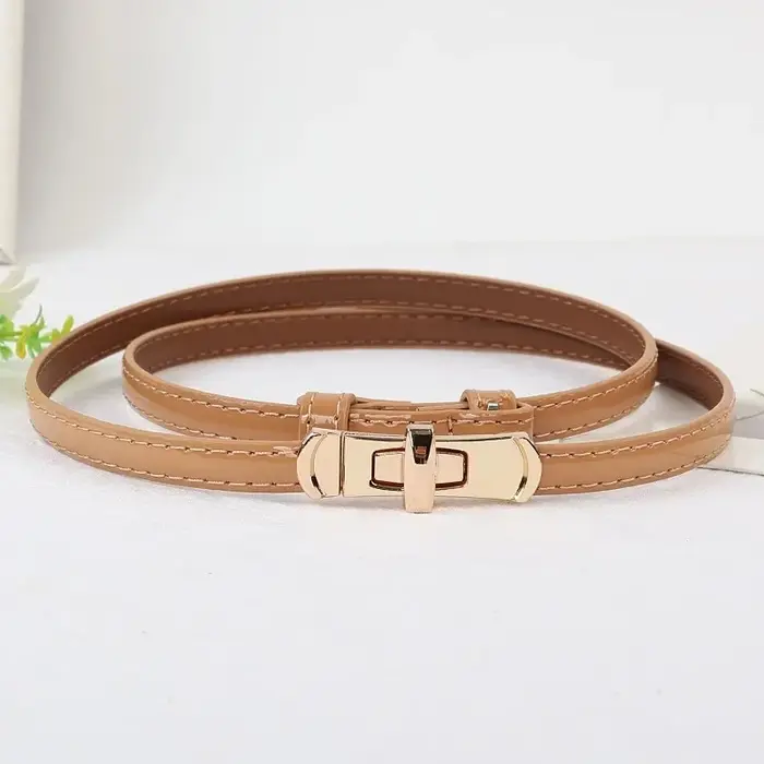 Ceinture en cuir simple et élégante pour femme, sans perforation, pour rehausser la taille, s'accorde aux jupes, texture de qualité, avec boucle à insertion