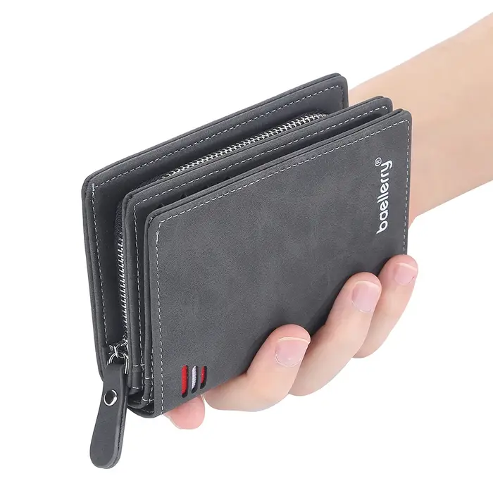 Nouveaux portefeuilles en cuir pour hommes de haute qualité fermeture éclair court design portefeuille Hipster porte-cartes de crédit Inserts porte-monnaie Vintage Walltes