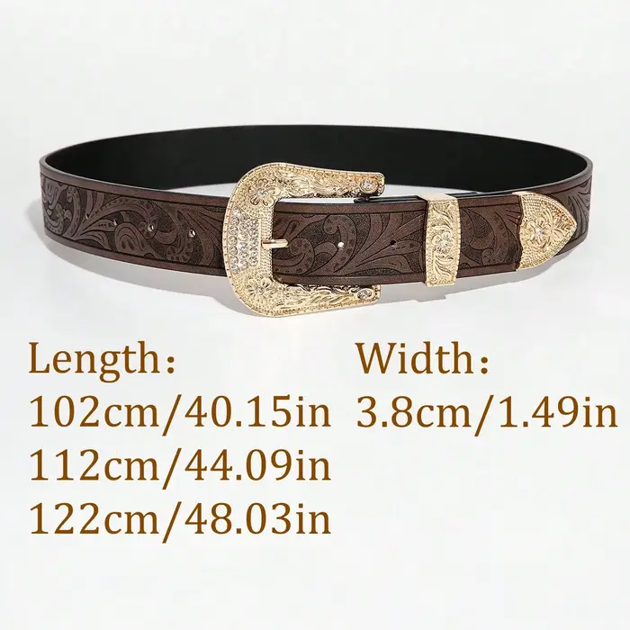 Ceinture marron vintage sculptée de style occidental pour femme