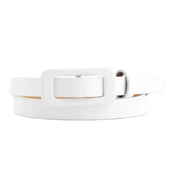 Ceinture fine en cuir Pu pour femmes, boucle carrée sans trous, noir/blanc/rouge, à la mode, pour décoration de robe en jean, vente en gros