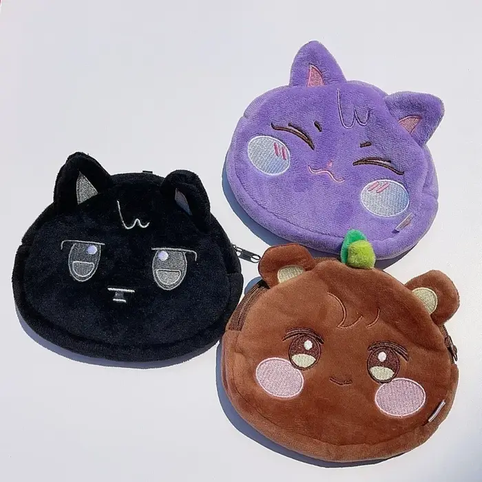Porte-monnaie de dessin animé neutre voyage décontracté quotidien léger en peluche sac de rangement intérieur pour ATEEZ Kang Hyuk Chang Seul Ki