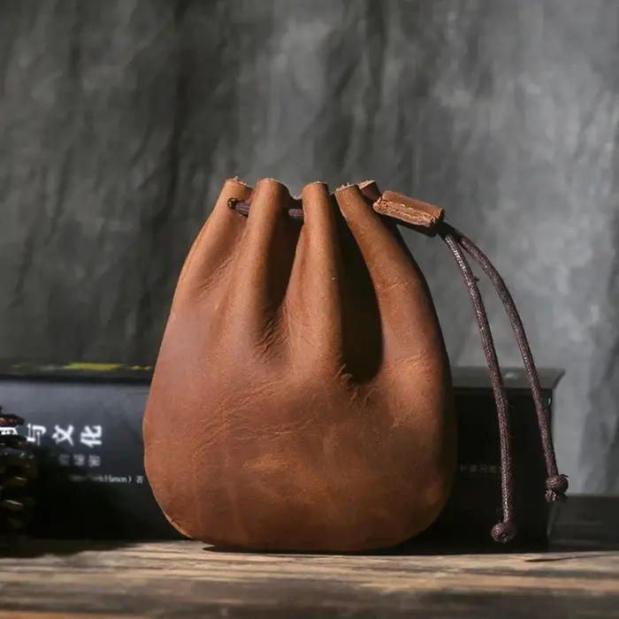Porte-monnaie vintage en cuir véritable pour hommes et femmes