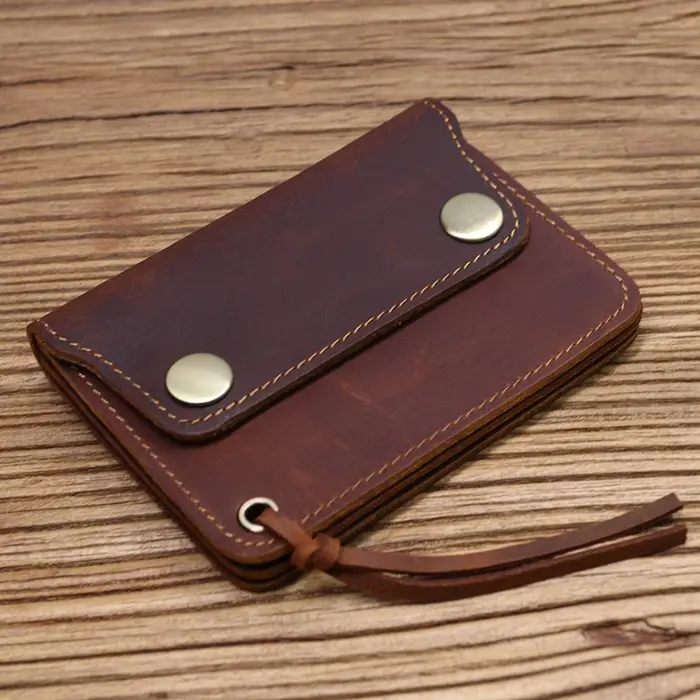 100% portefeuille en cuir véritable pour hommes marque masculine Vintage fait à la main court petit 