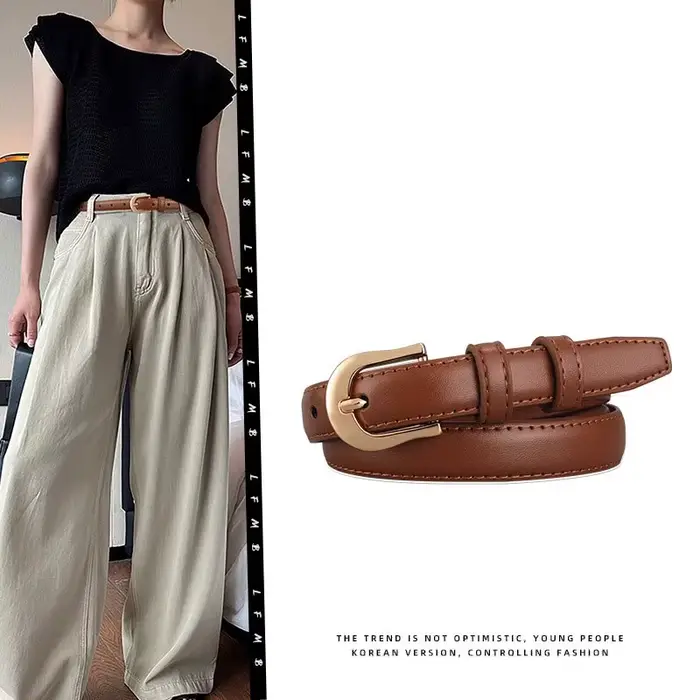 Ceinture d'été marron avec détails raffinés pour pantalon western