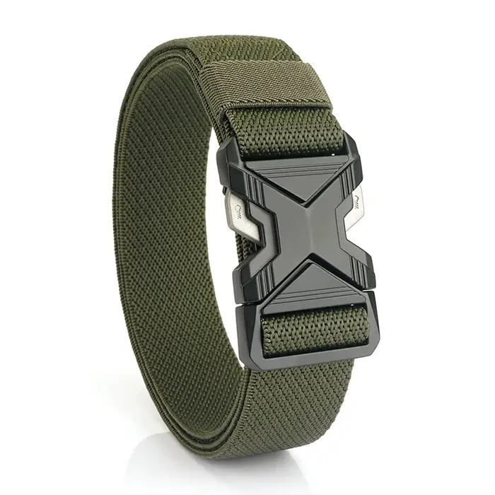 KOLBER Nouvelle Ceinture Élastique Argentée Pour Hommes Boucle En Métal À Dégagement Rapide 3.4cm