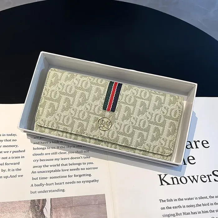 Portefeuille long en cuir véritable pour femmes