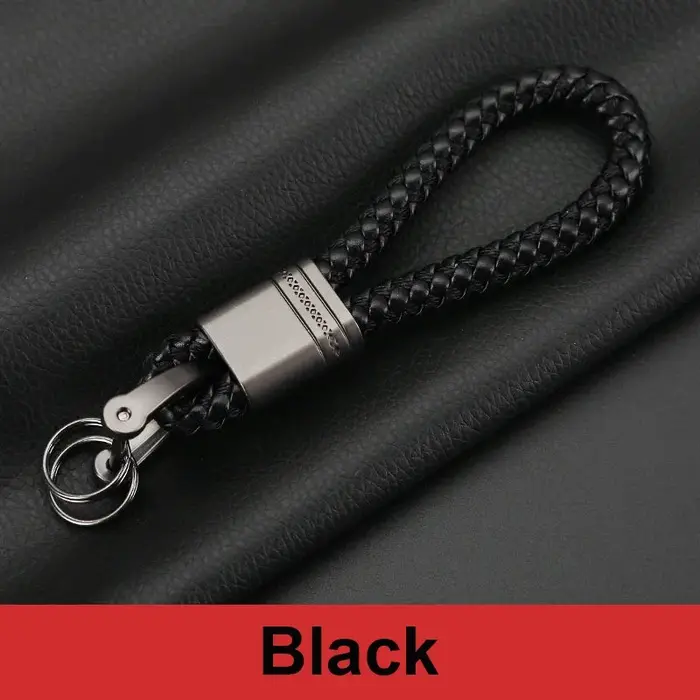 Porte-clés en corde de cuir tissé à la main, boucle en fer à cheval, porte-clés de voiture pour voit