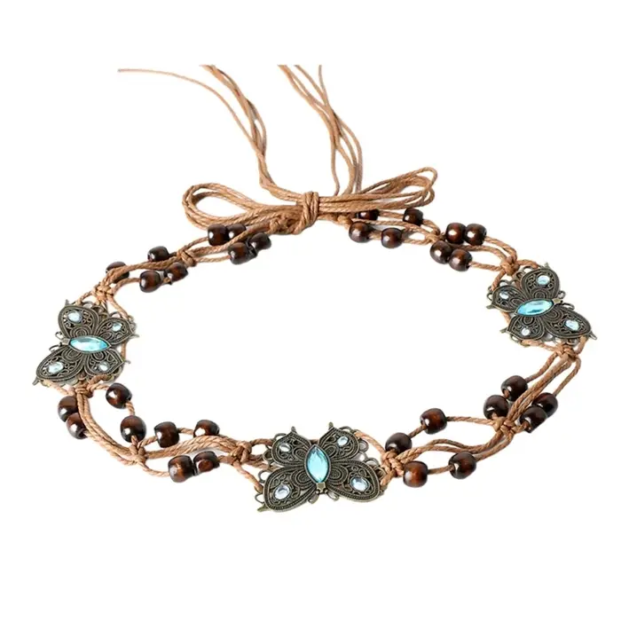 JOBoho-Ceinture tressée à pampilles tissées pour femmes, ceinture à nœud décoré, ceinture à la taille pour filles, ceintures en ULfine, accessoires vestisens