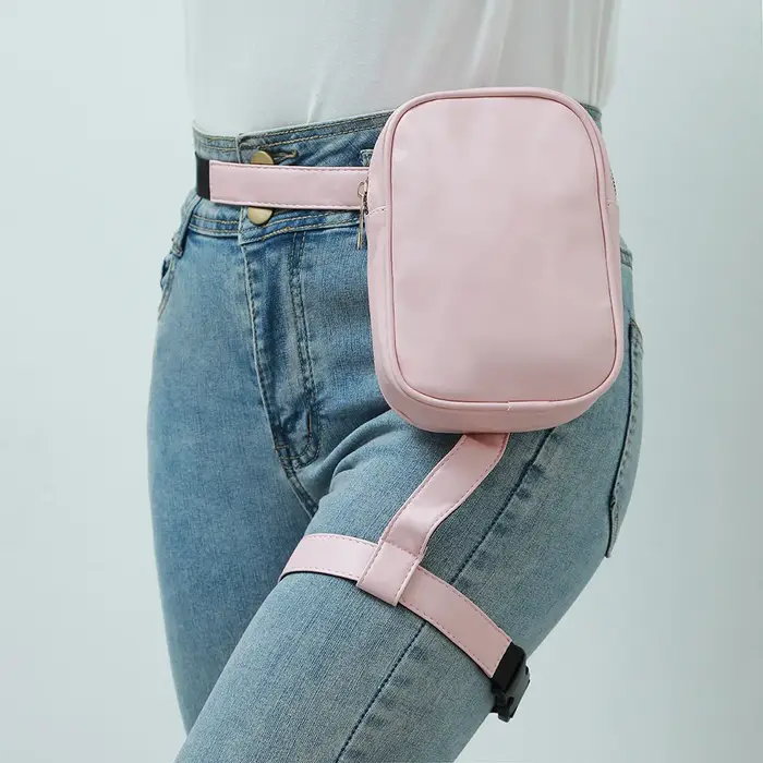 Tendance élégant noir femmes taille jambe ceinture en cuir Cool fille sac Fanny Pack pour randonnée en plein air moto