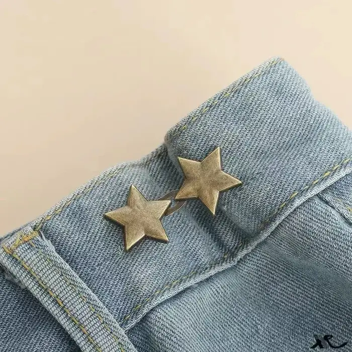 Ceinture Étoile Métallique Ajustable Invisible Sans Couture avec Boucle – Outil de Serrage de Taille pour Jeans – Accessoire de Décoration de Luxe Tendance