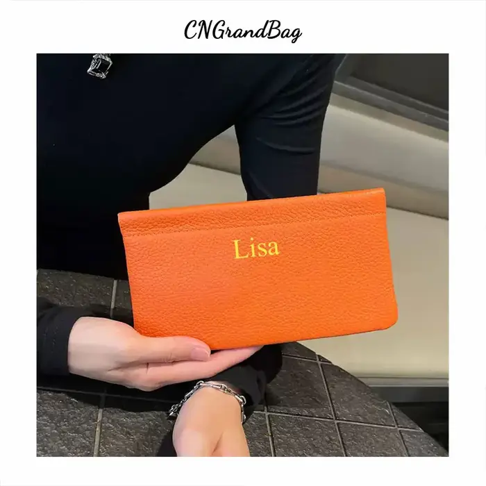 Portefeuille long minimaliste en cuir véritable pour femmes