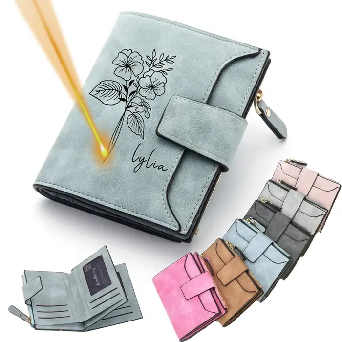 Portefeuille en cuir avec nom personnalisé pour femmes