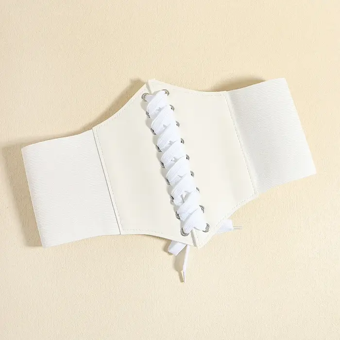 Ceinture en cuir PU pour femmes, taille élastique brodée de fleurs, à lacets, Corset Vintage, large