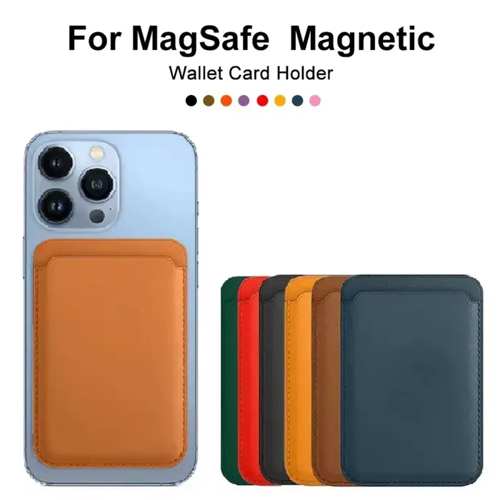 Porte-cartes magnétique en cuir PU, étui pour cartes d'identité, support adhésif pour téléphone portable compatible MagSafe iPhone 17, housse de protection pour cartes